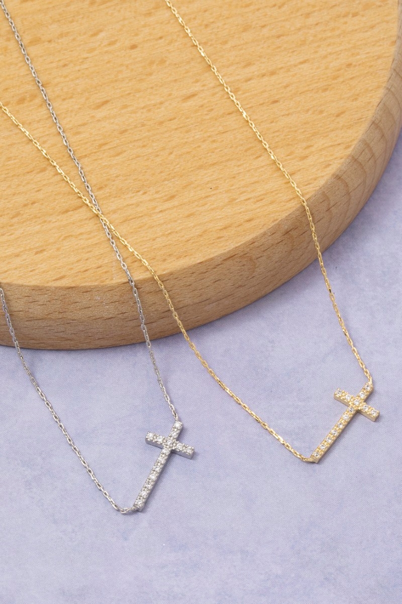 Pave Cross Pendant Necklace