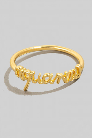 Zodiac Script Metallic Band Ring