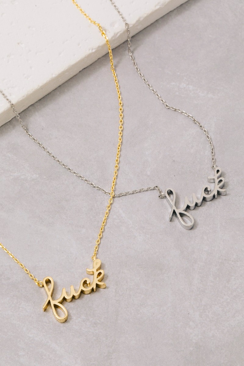 Handwritten Fuck Pendant Necklace