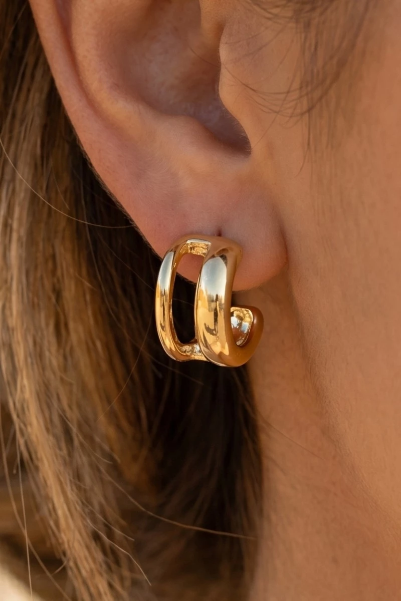 Gold Dipped Layered Hoop Earrings