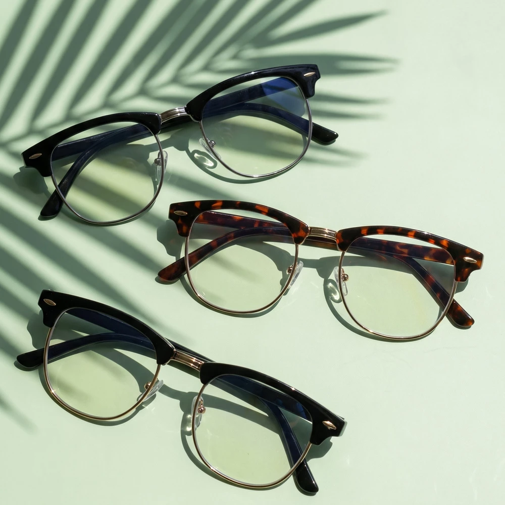 Browline Half Rim Blue Light Glasses