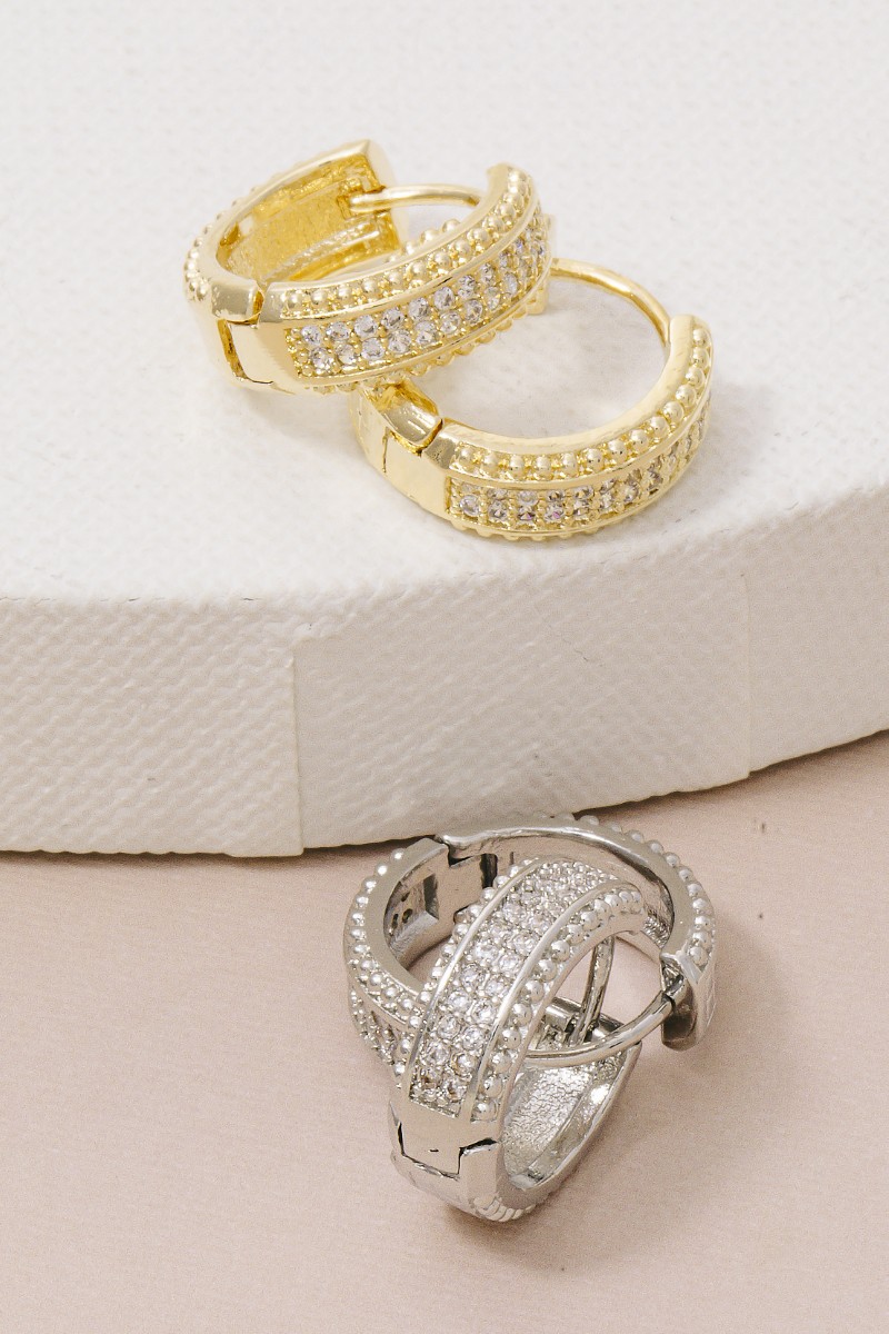 Intricate Pattern Wide Hinge Hoop Earrings