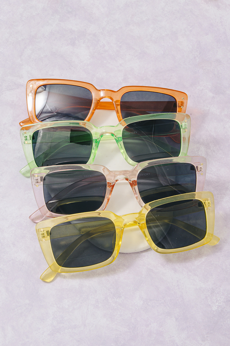 Neon Translucent Rectangular Frame Sunglasses