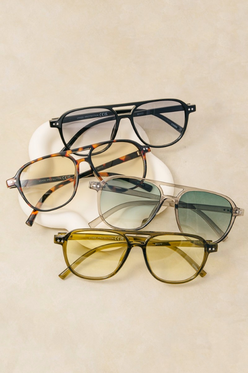 Resin Aviator Frame Sunglasses Set