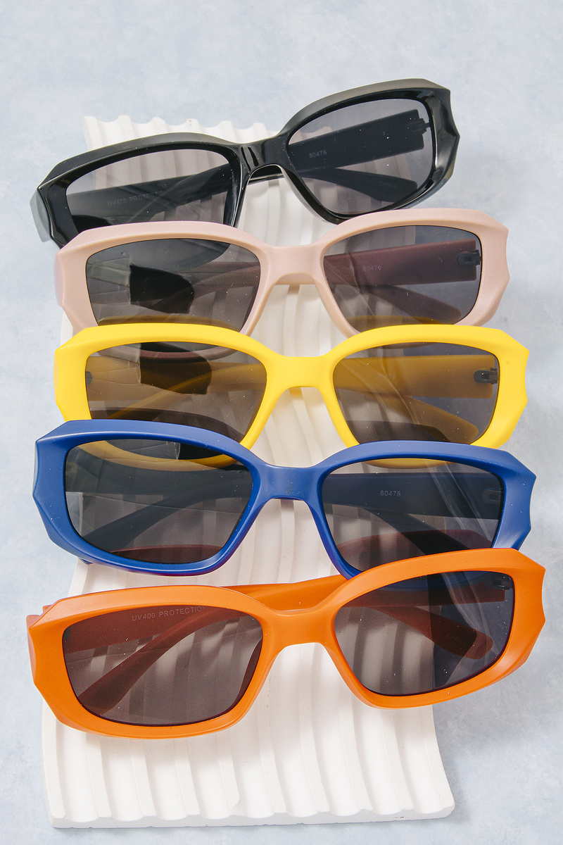 Bold Chunky Rounded Rectangular Frame Sunglasses