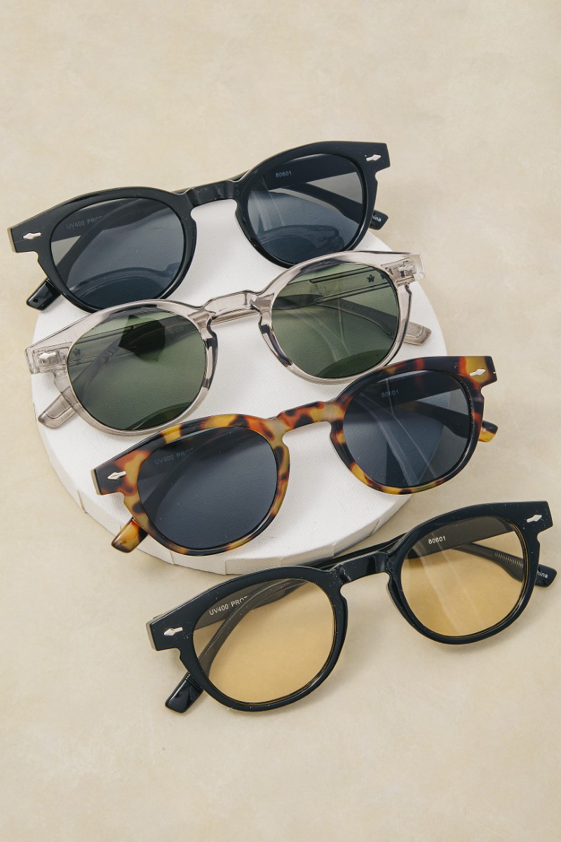 Round Lens Resin Frame Sunglasses Set