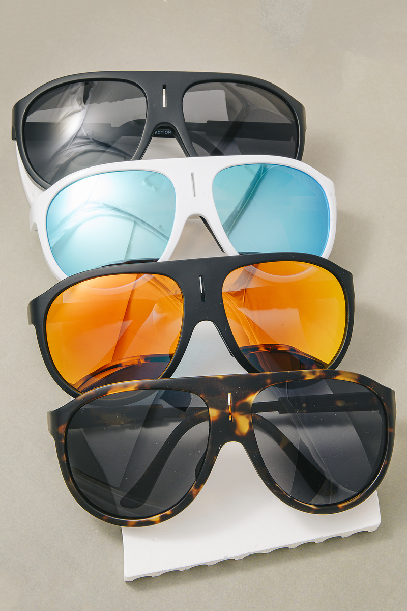 Oversized Flat Top Aviator Shield Sunglasses