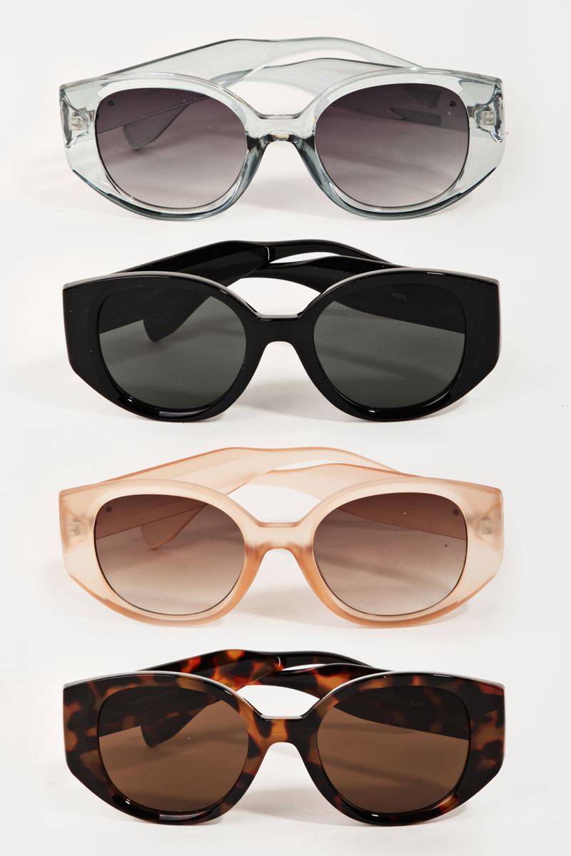 Round Square Acetate Frame Sunglasses