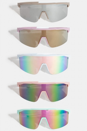 Large Curved Shield Lens Sunglasses Set