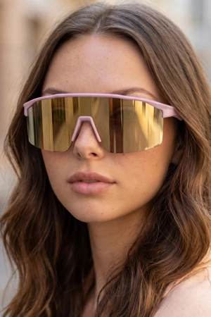 Sporty Shield Visor Mirrored Lens Sunglasses