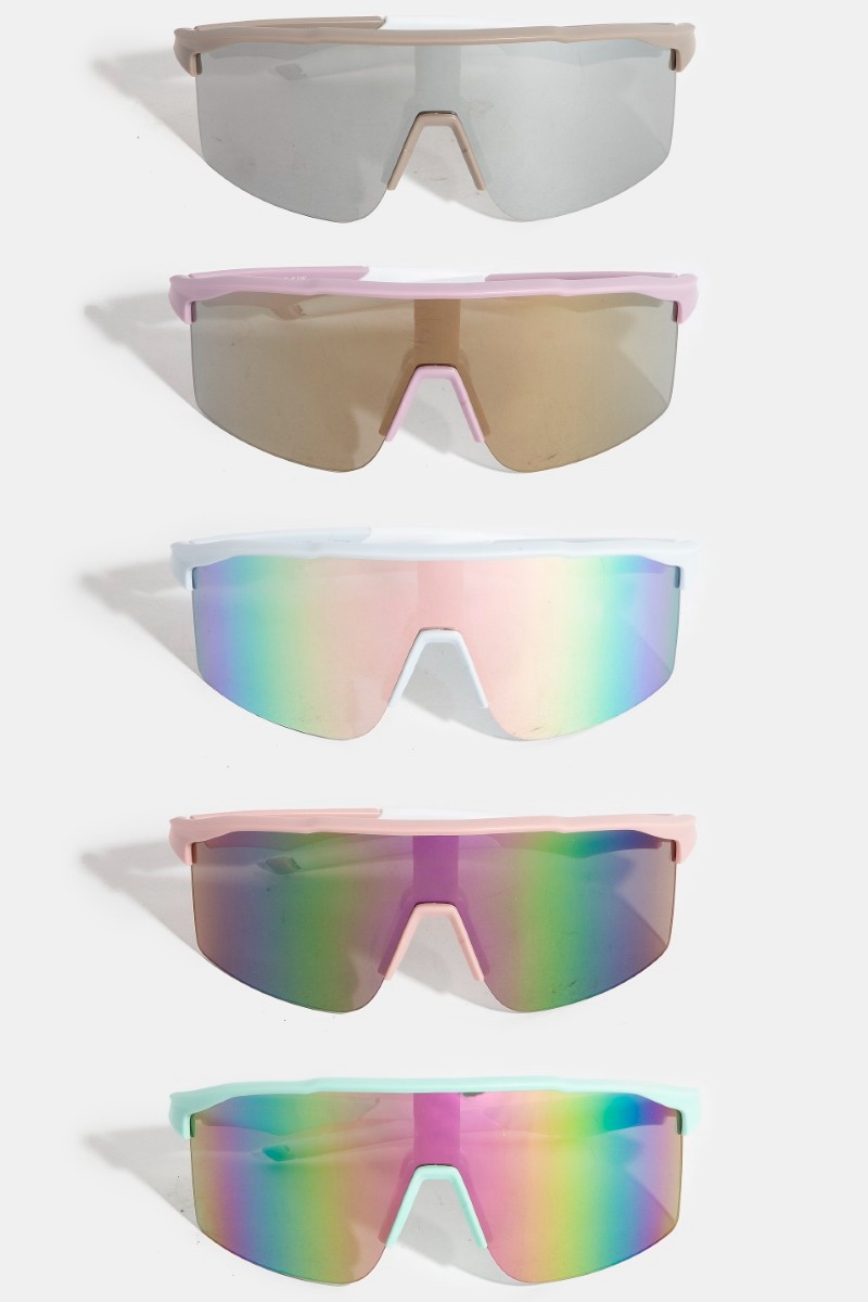 Large Curved Shield Lens Sunglasses Set