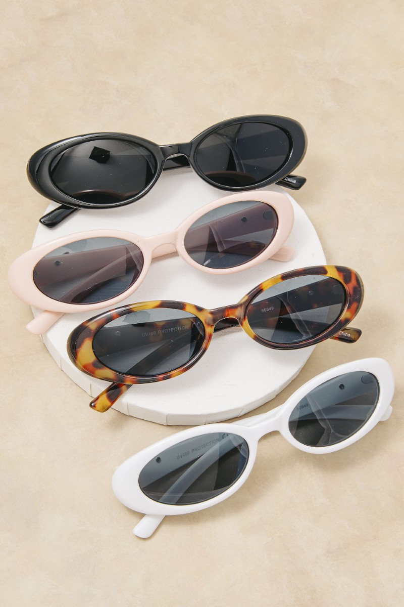 Acetate Frame Oval Sunglasses Set