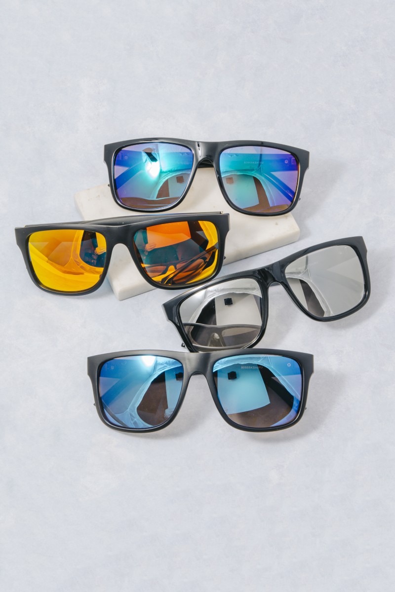 Assorted Mirrored Lens Square Sunglasses Set