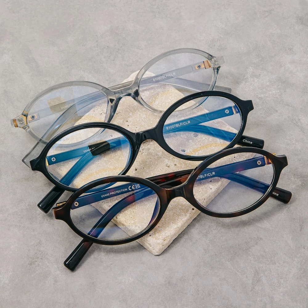 Oval Blue Light Filter Sunglasses Set