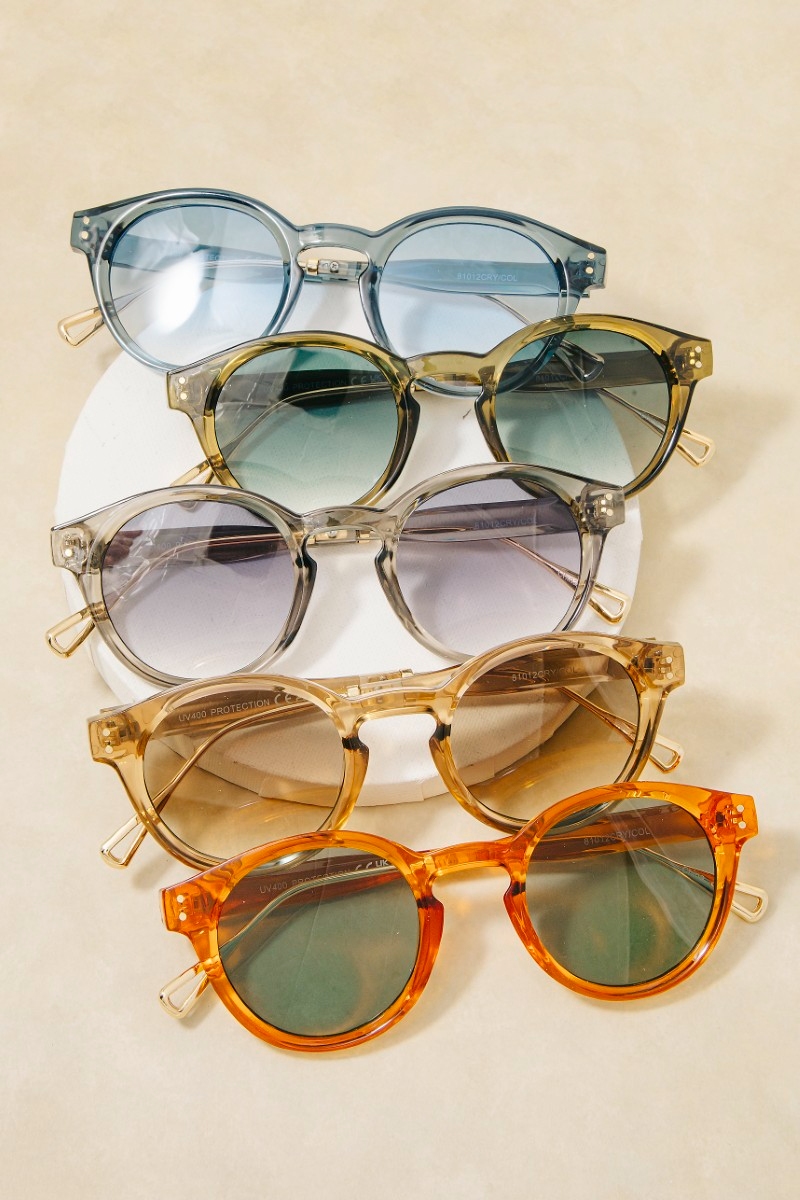 Acetate Frame Rounds Lens Sunglasses Set