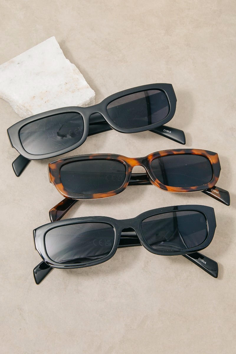 Slim Rectangular Wrap Sunglasses Set