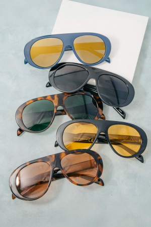 Oversized Shield Aviator Sunglasses Set