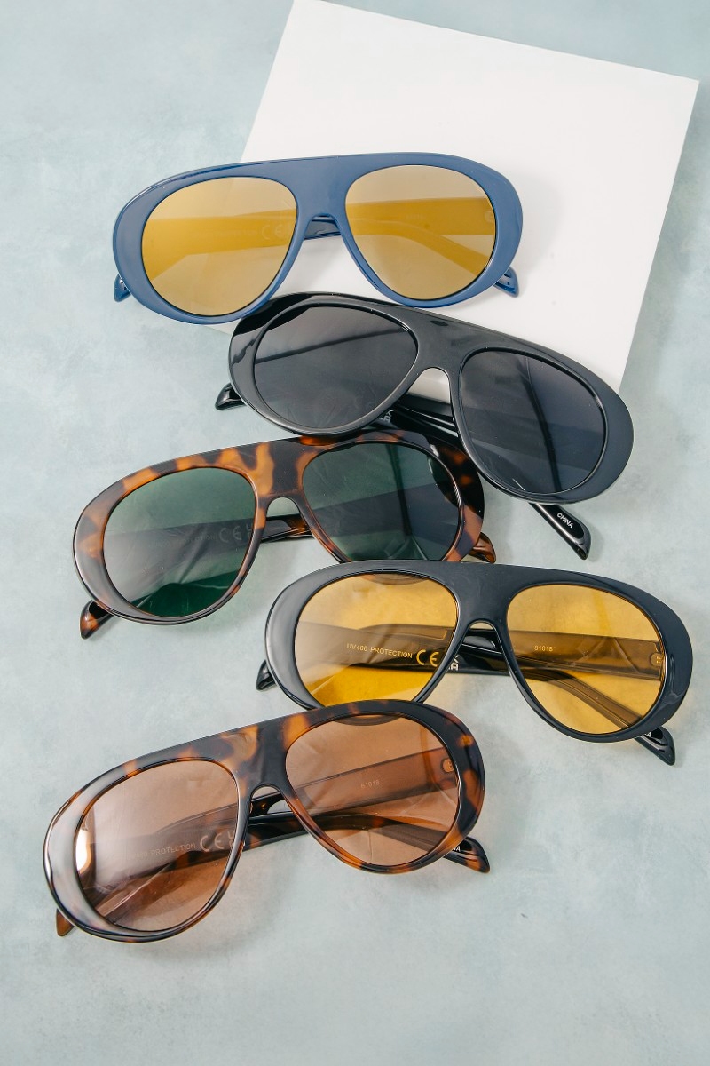 Oversized Shield Aviator Sunglasses Set