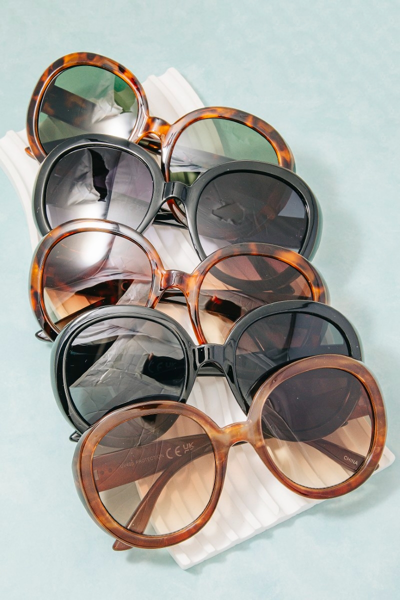 Round Lens Acetate Frame Sunglasses Set