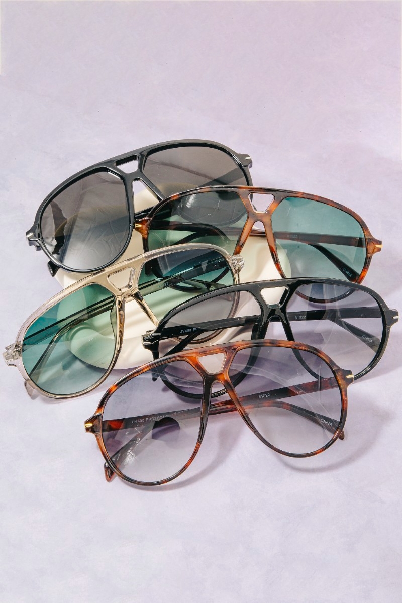 Oversized Aviator Shield Sunglasses Set