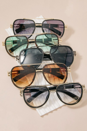 Thin Aviator Frame Double Bridge Sunglasses