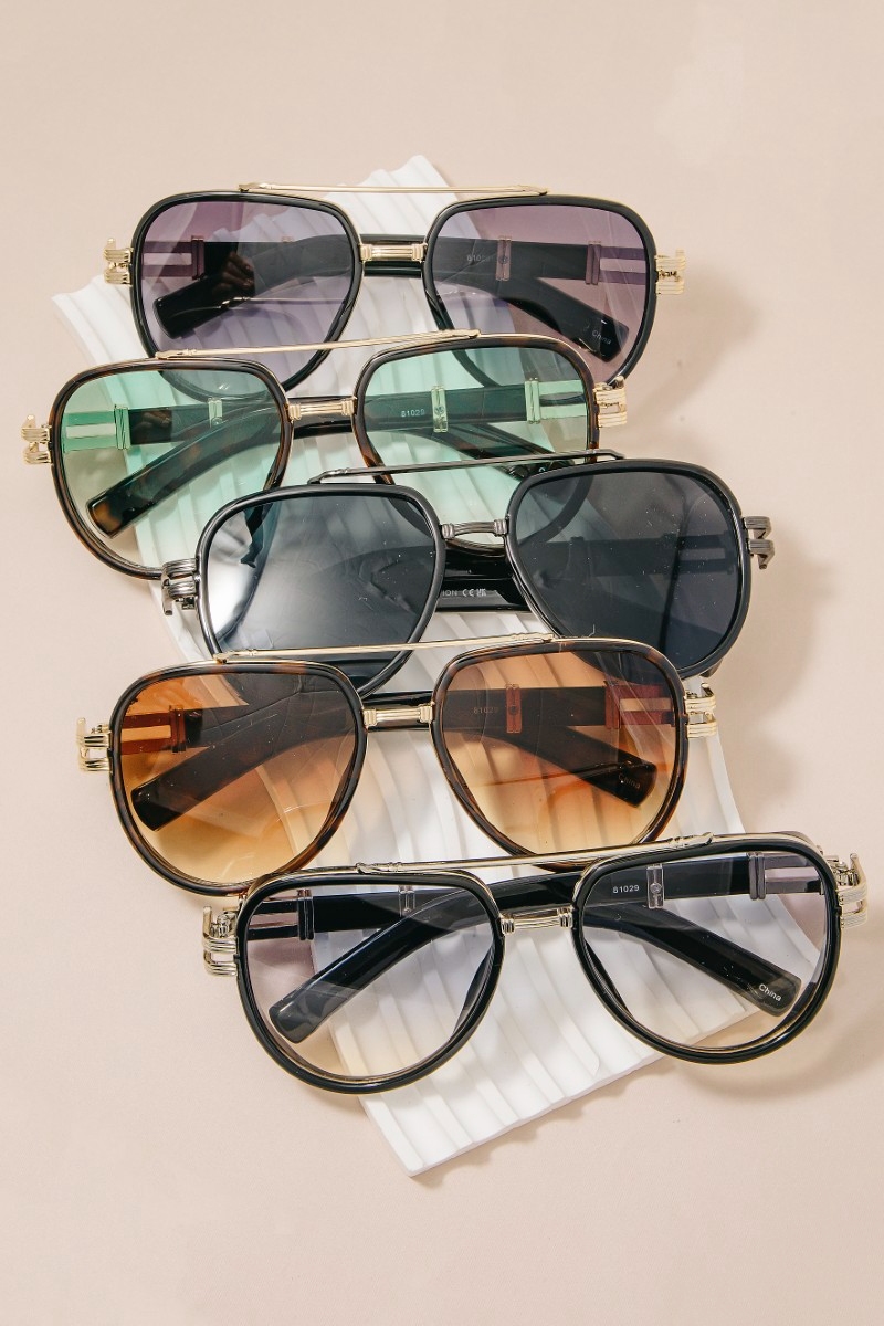 Thin Aviator Frame Double Bridge Sunglasses