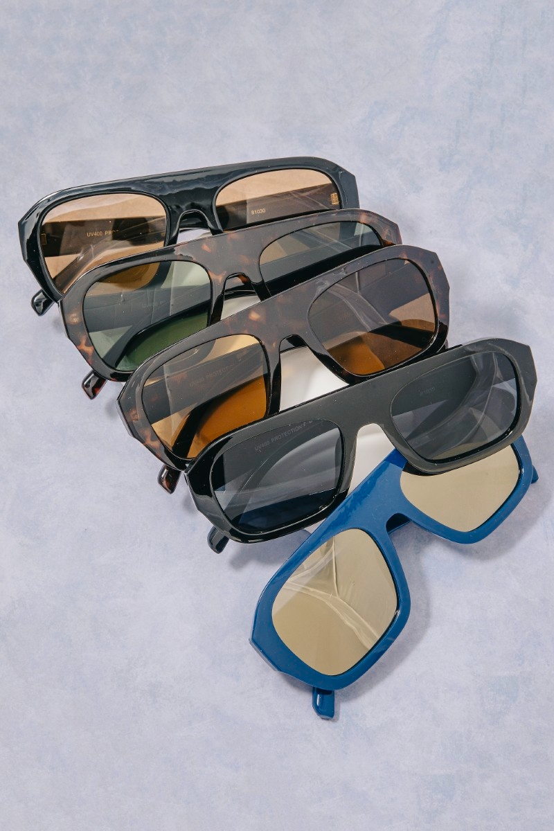Flat Top Chunky Aviator Frame Sunglasses