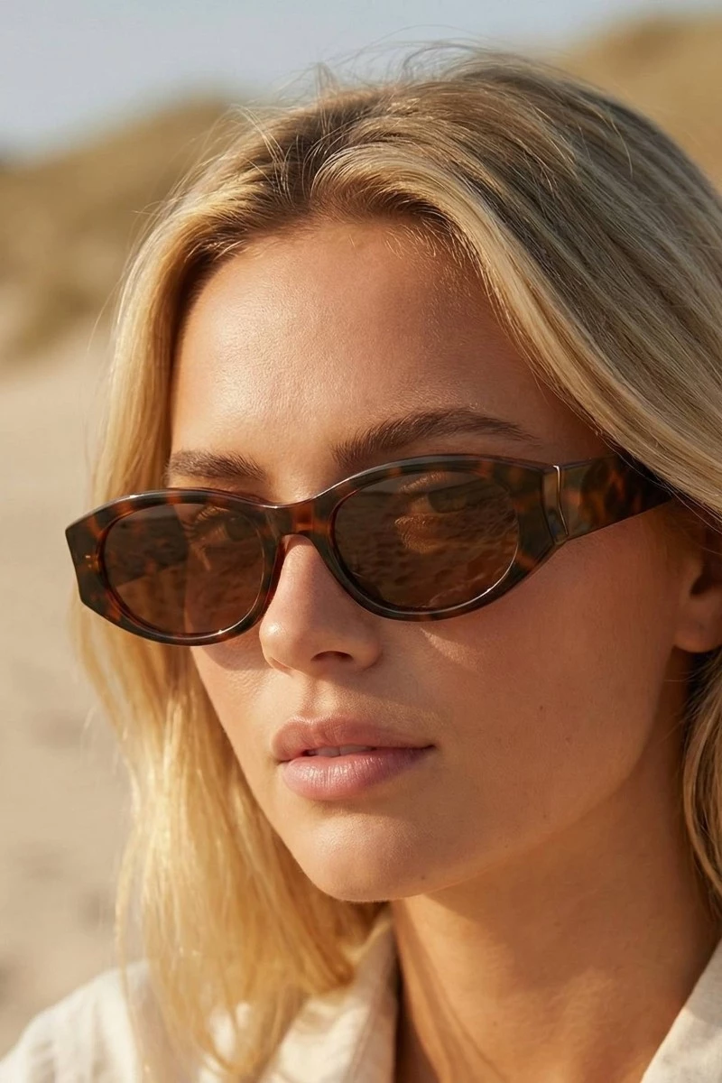 Slim Oval Rectangle Retro Frame Sunglasses