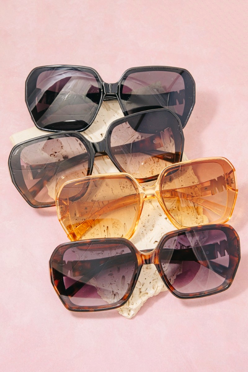 Oversized Square Acetate Sunglasses Set