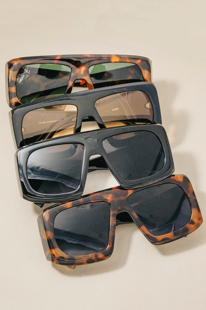 Oversized Square Shield Sunglasses Set