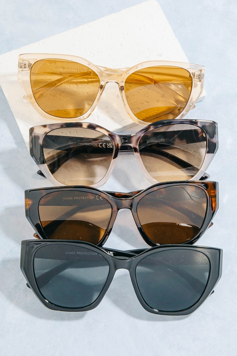 Cat Eye Two Tone Sunglasses Set