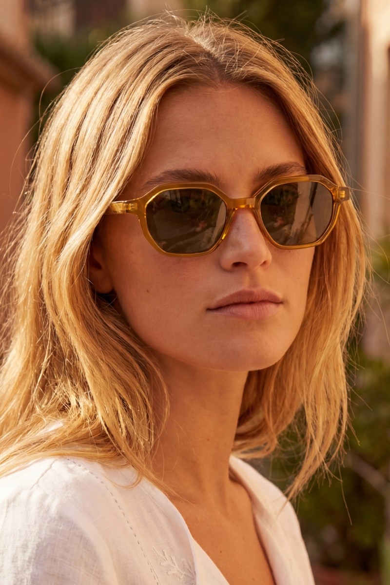 Acetate Geometric Double Bridge Sunglasses Set