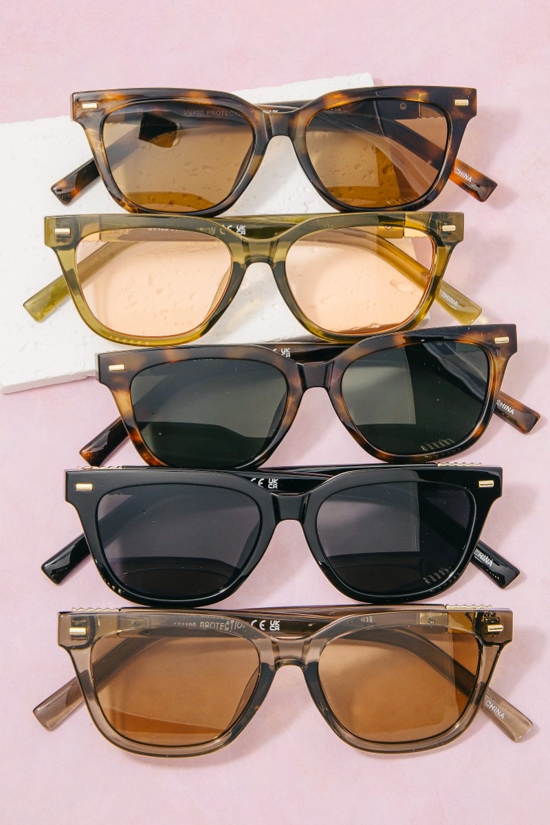 Gold Accent Bold Square Frame Sunglasses Set