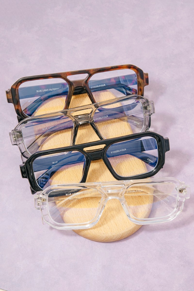 Acetate Frame Aviator Blue Light Filter Sunglasses Set