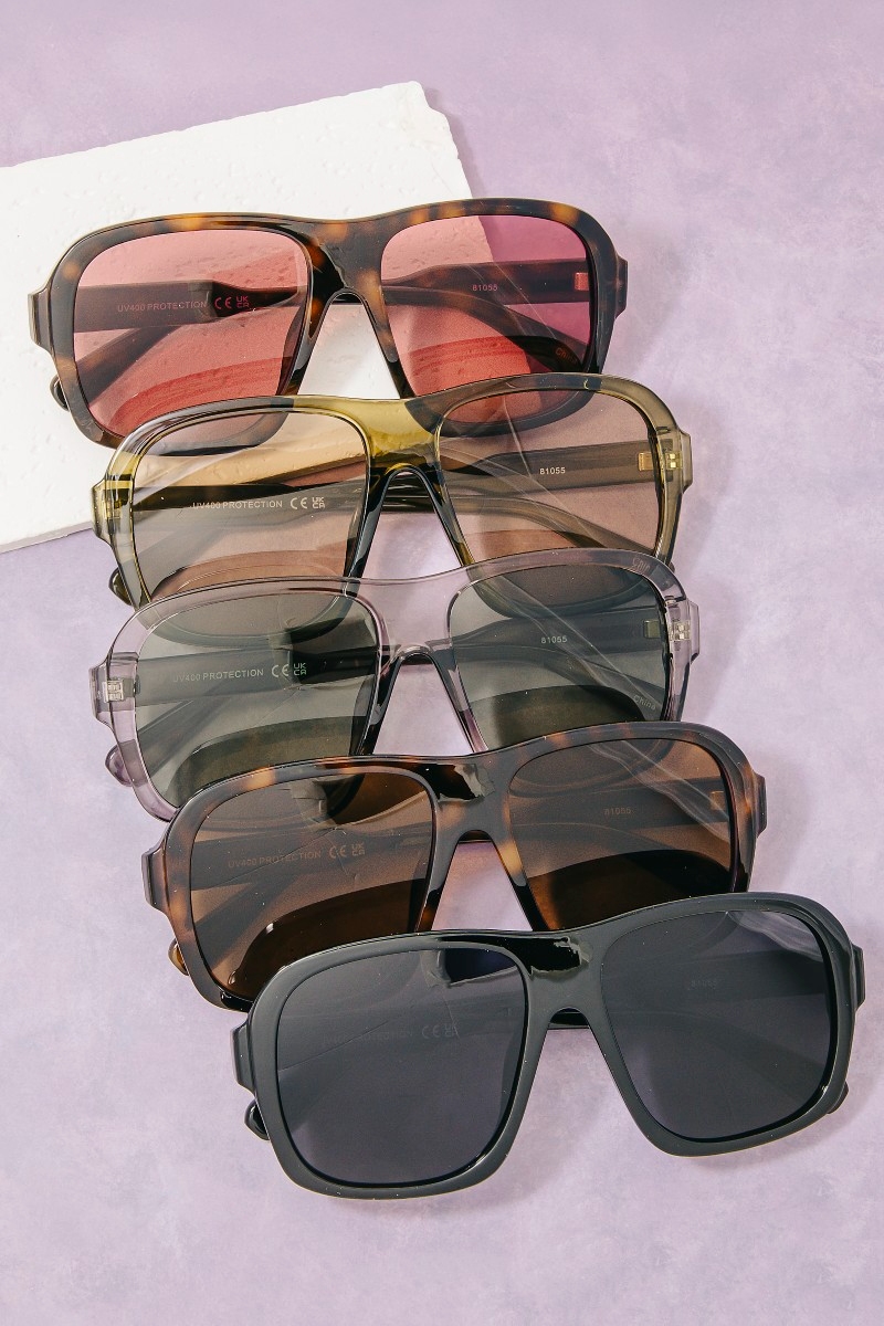 Oversized Square Navigator Sunglasses Set