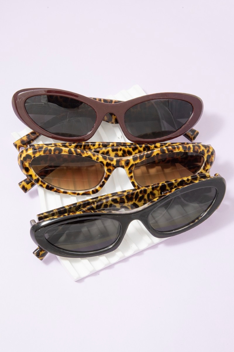 Leopard Print Cat Eye Sunglasses Set