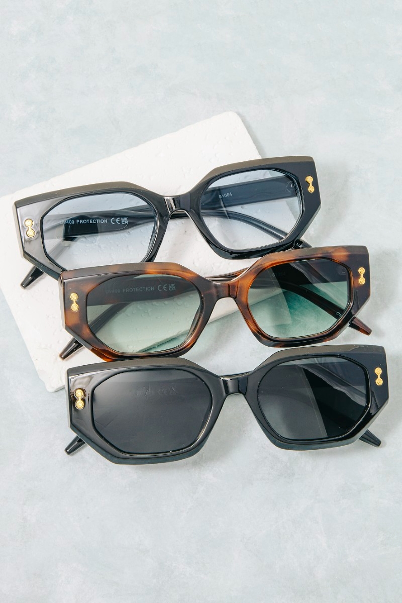 Slim Angular Cat Eye Sunglasses Set