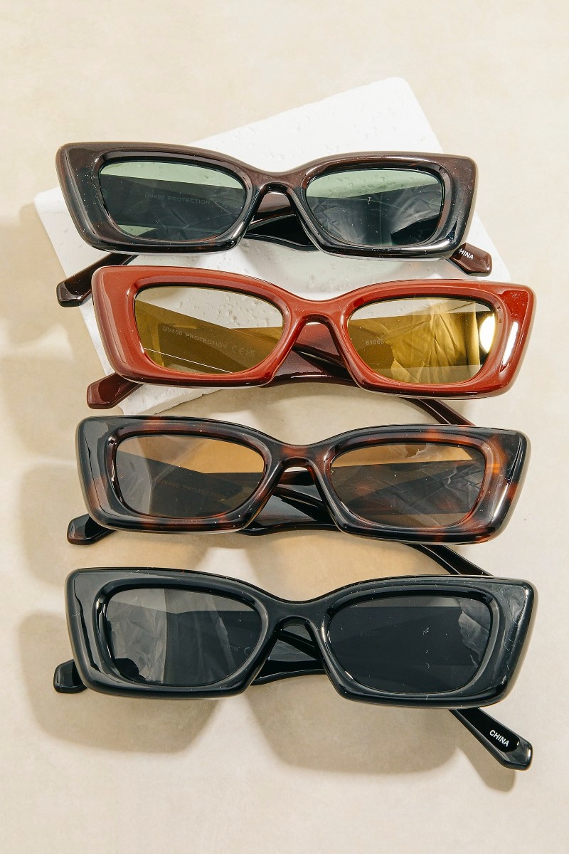 Bold Chunky Cat Eye Rectangle Sunglasses Set