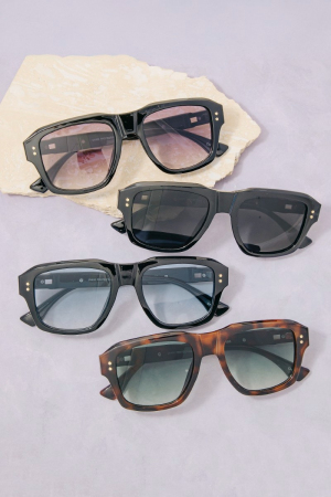 Gold Studs Detail Flat Top Sunglasses Set