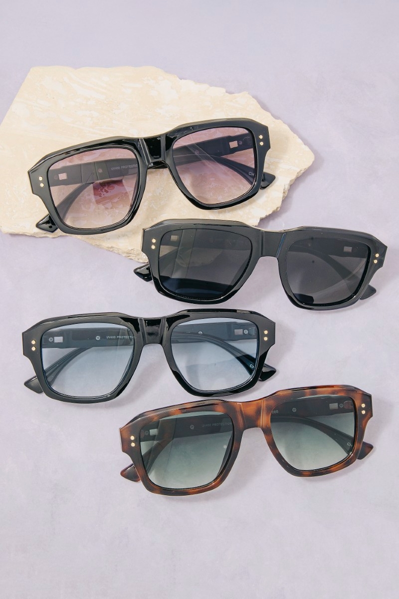 Gold Studs Detail Flat Top Sunglasses Set