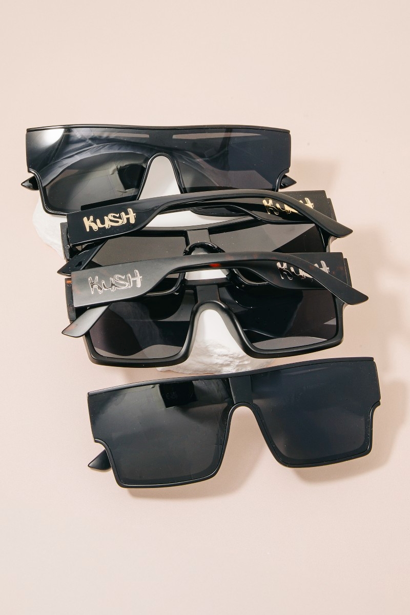 Black Square Shield Sunglasses Set
