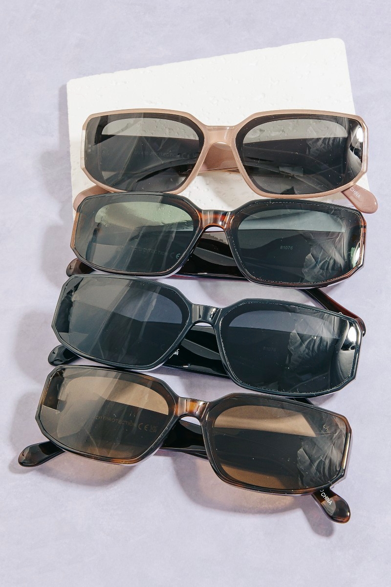 Sleek Narrow Wrap Rectangle Sunglasses Set