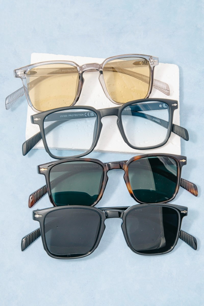 Classic Square Arrow Accent Detail Sunglasses Set