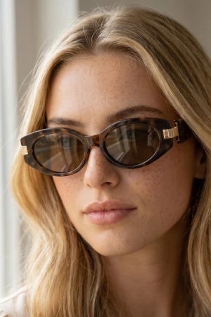 Slim Sunglasses With Open Wire Brow Bridge