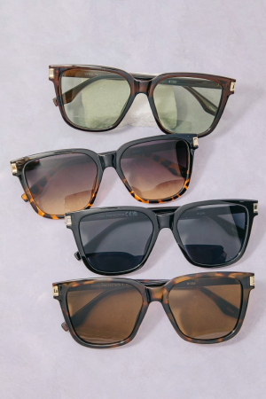 Oversized Square Flat Top Sunglasses Set