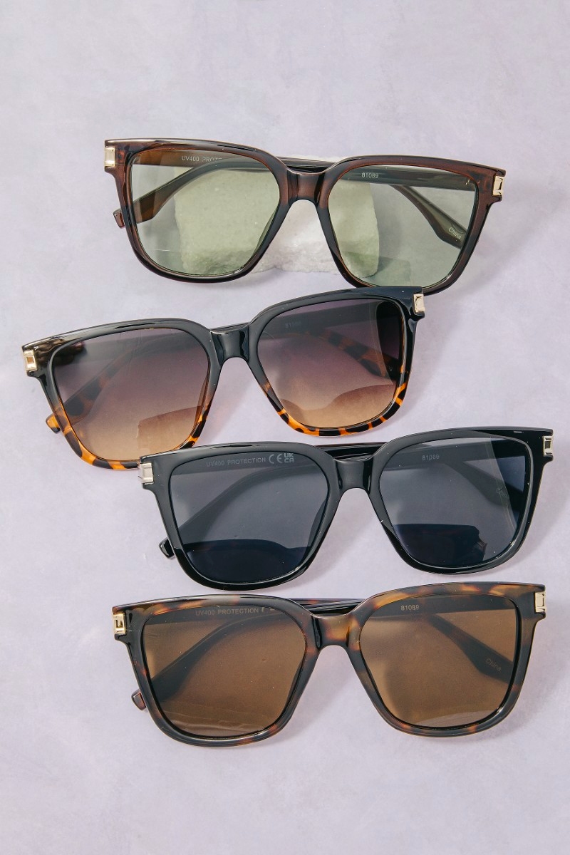 Oversized Square Flat Top Sunglasses Set