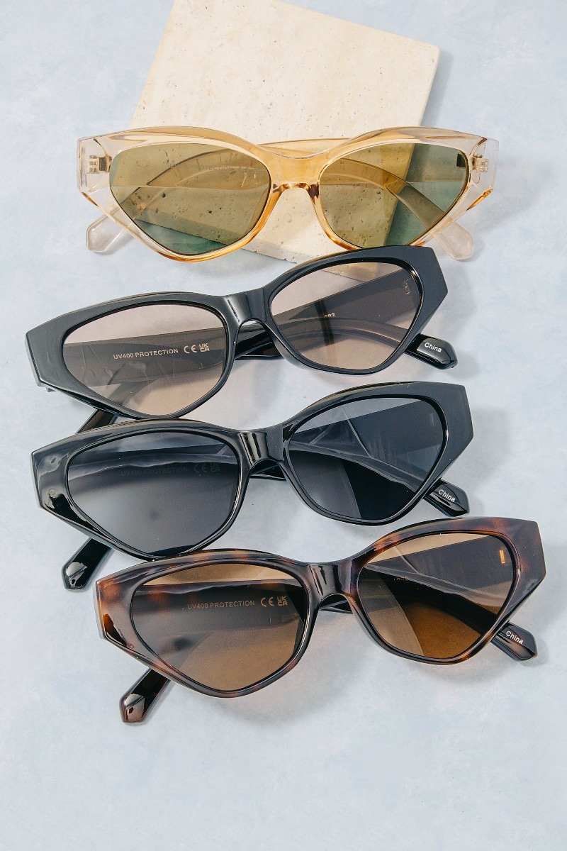 Geometric Angular Cat Eye Sunglasses Set