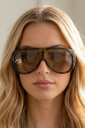 Oversized Round Shield Gradient Lens Sunglasses