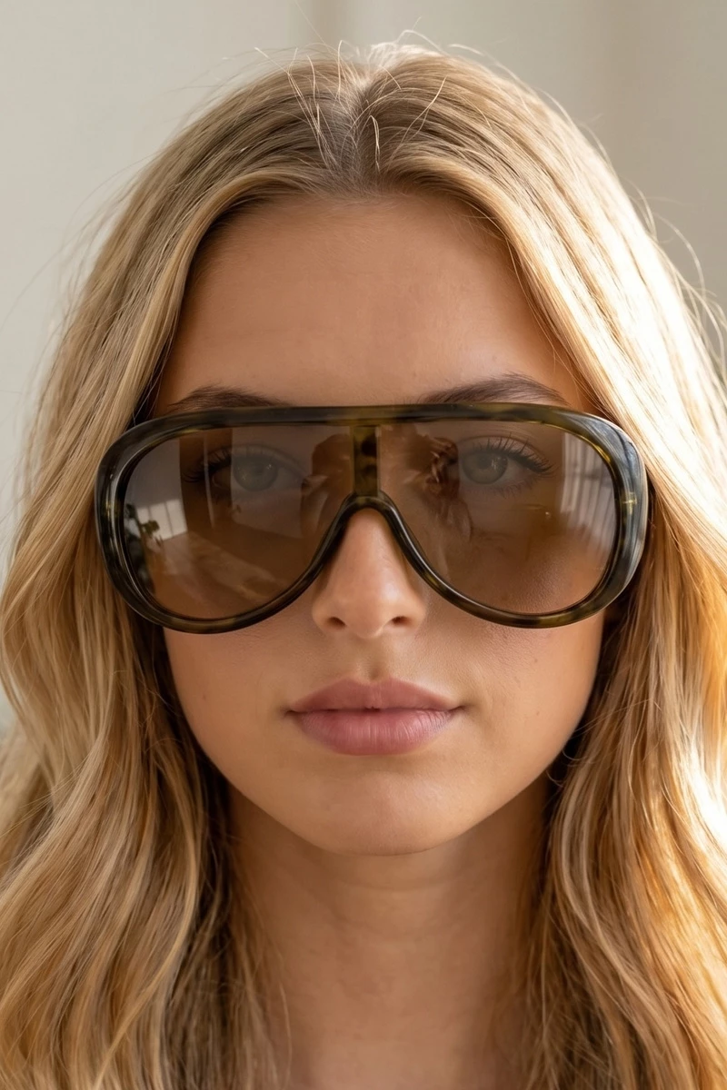 Oversized Round Shield Gradient Lens Sunglasses