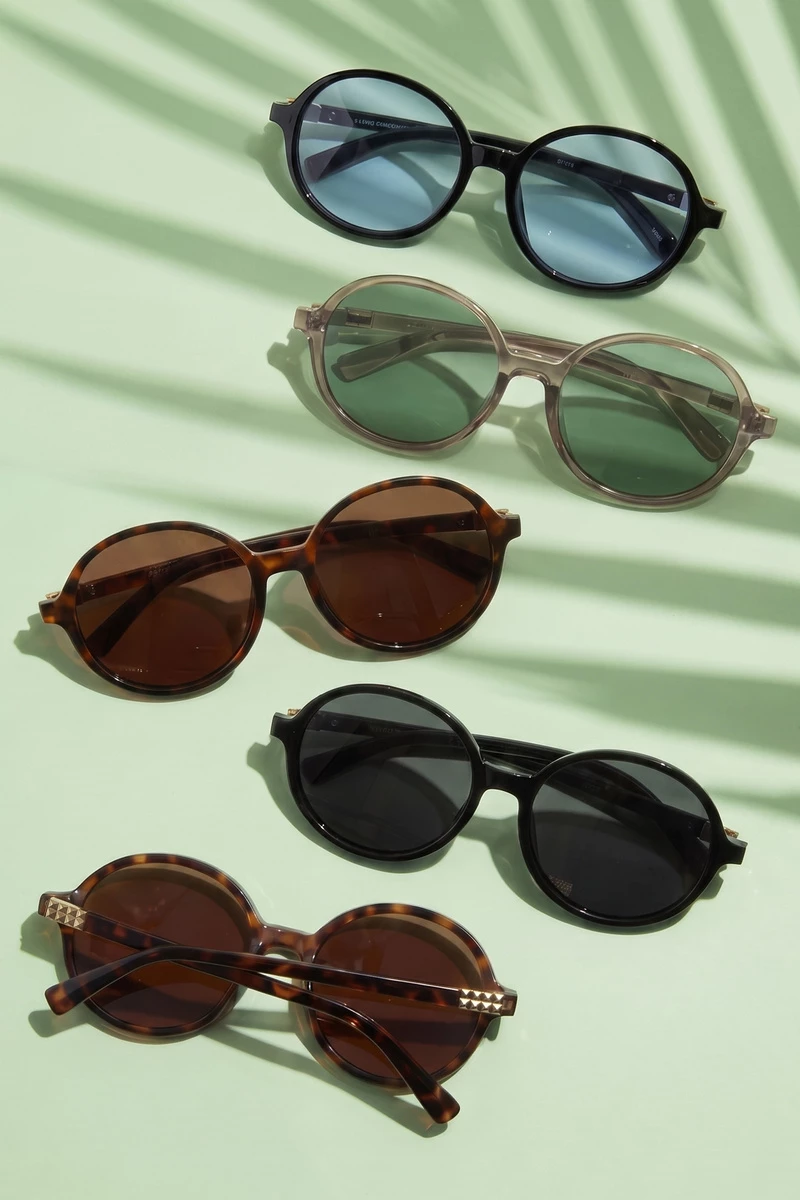 Round Frame Double Bridge Tinted Sunglasses
